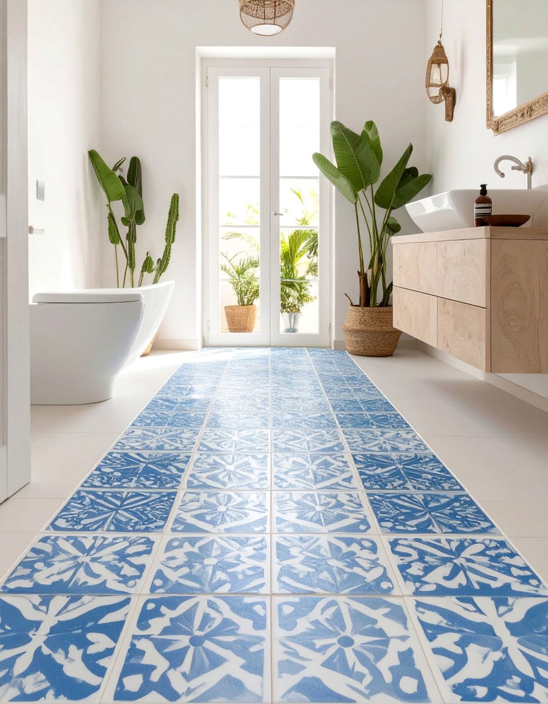 Delicate Stenciled Bathroom Tile Accents - 30 bathroom tile paint ideas
