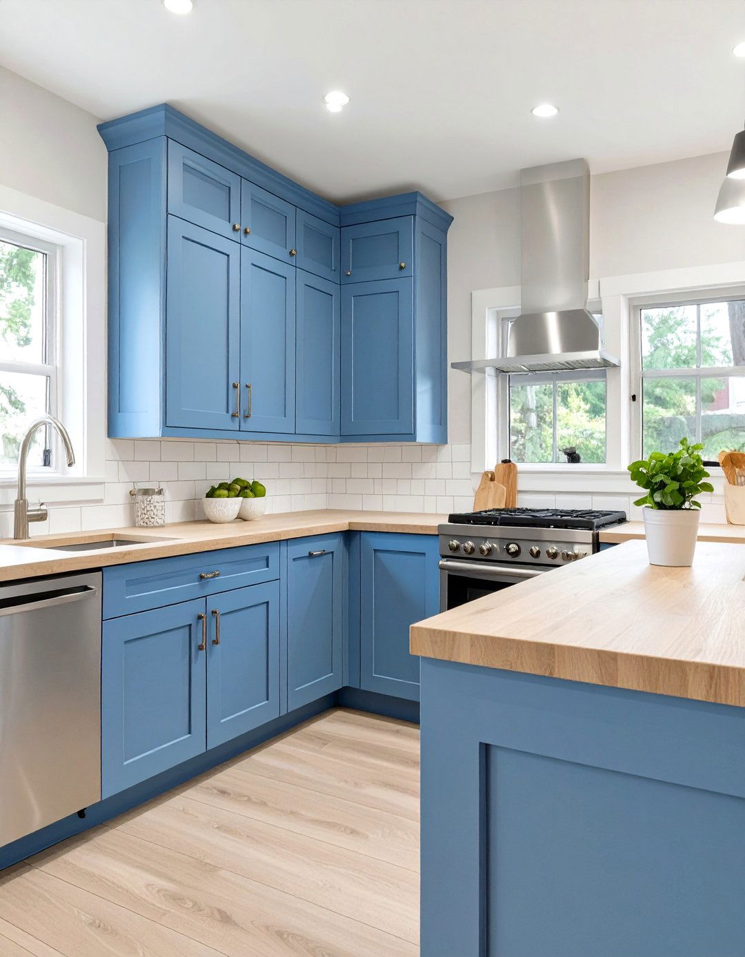 Denim Blue Kitchen for a Casual Lived in Look - 30 blue kitchen cabinets ideas