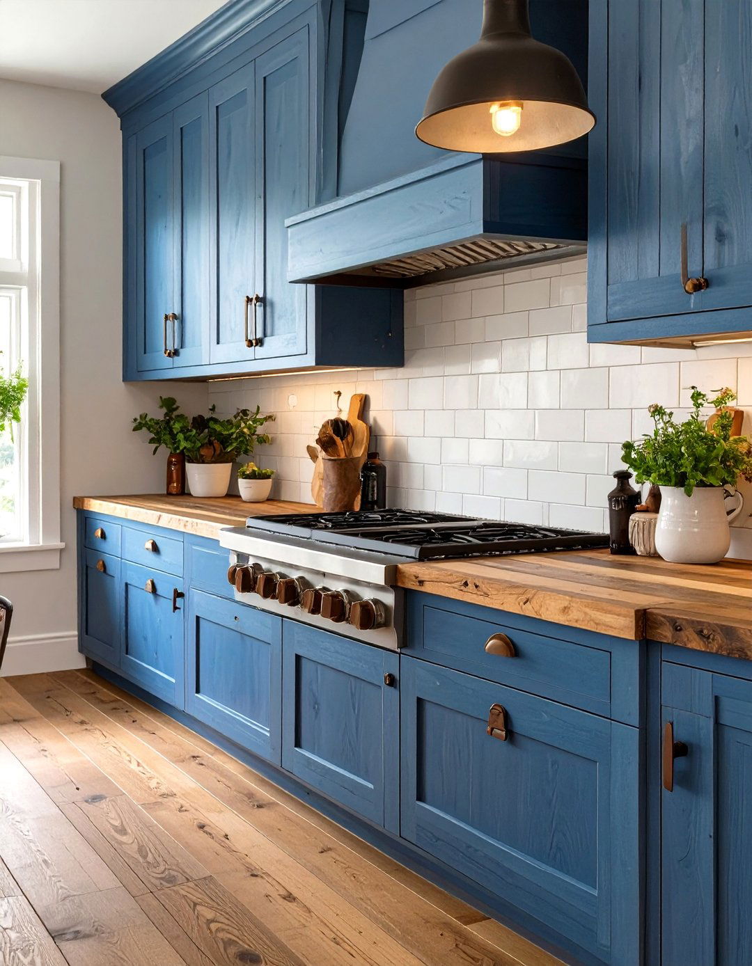 Denim Blue and Leather Kitchen - 30 blue kitchen ideas