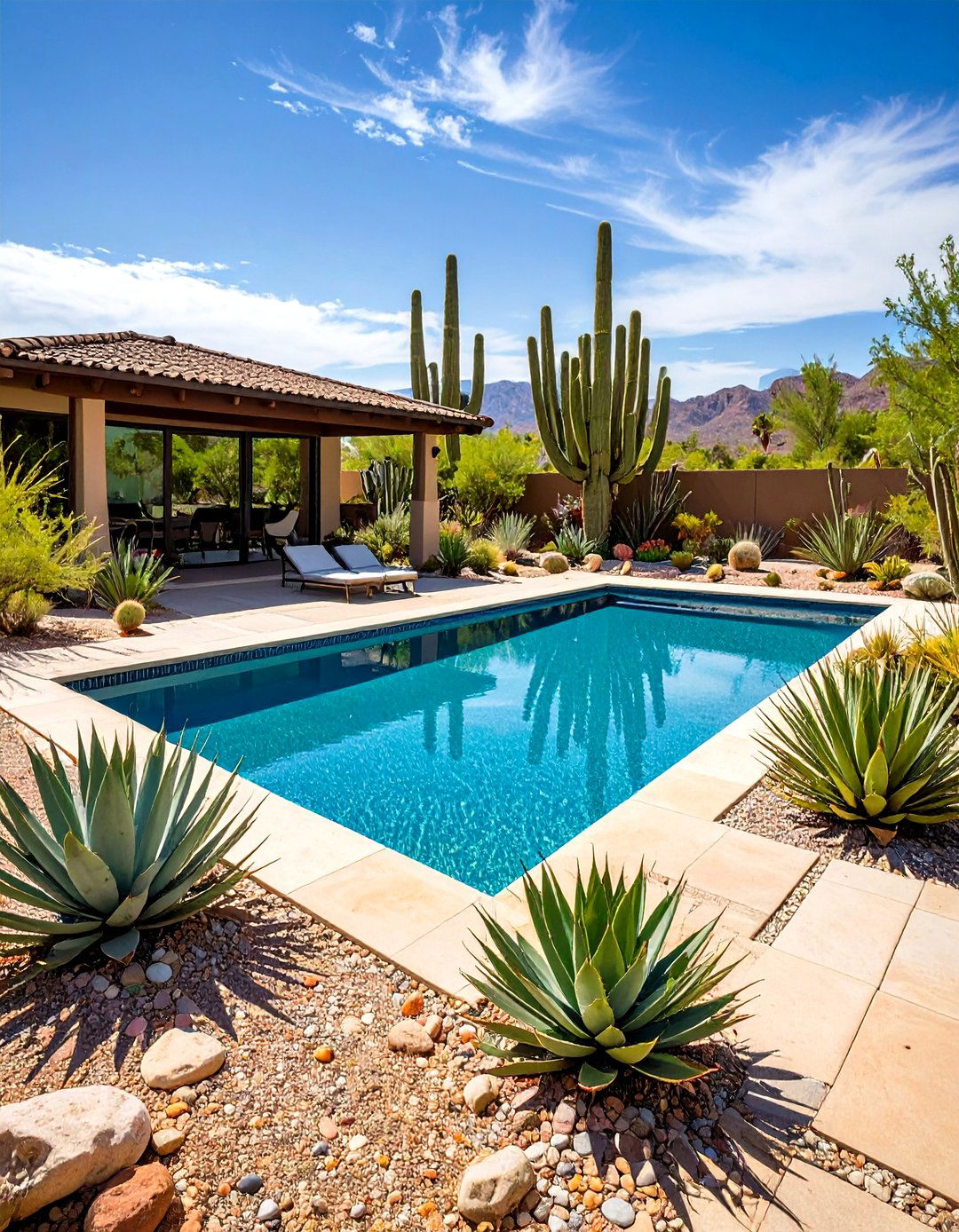 Desert Landscape with Succulents - 30 pool landscape ideas