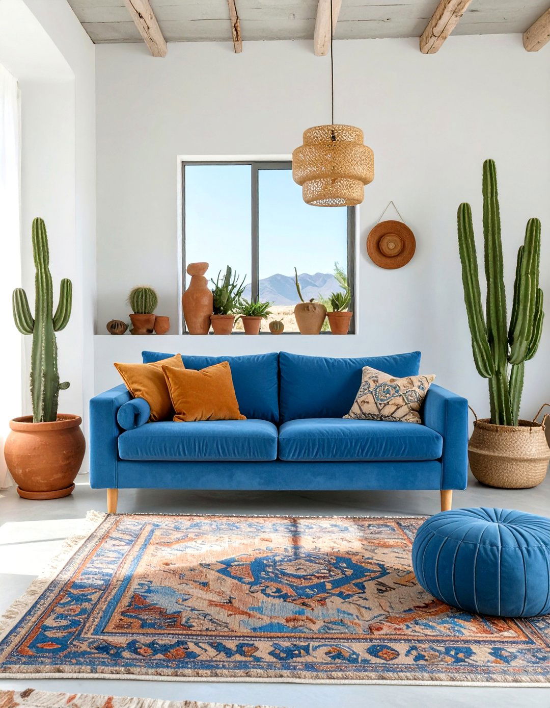 Desert Modern Living Room - 30 blue couch living room ideas
