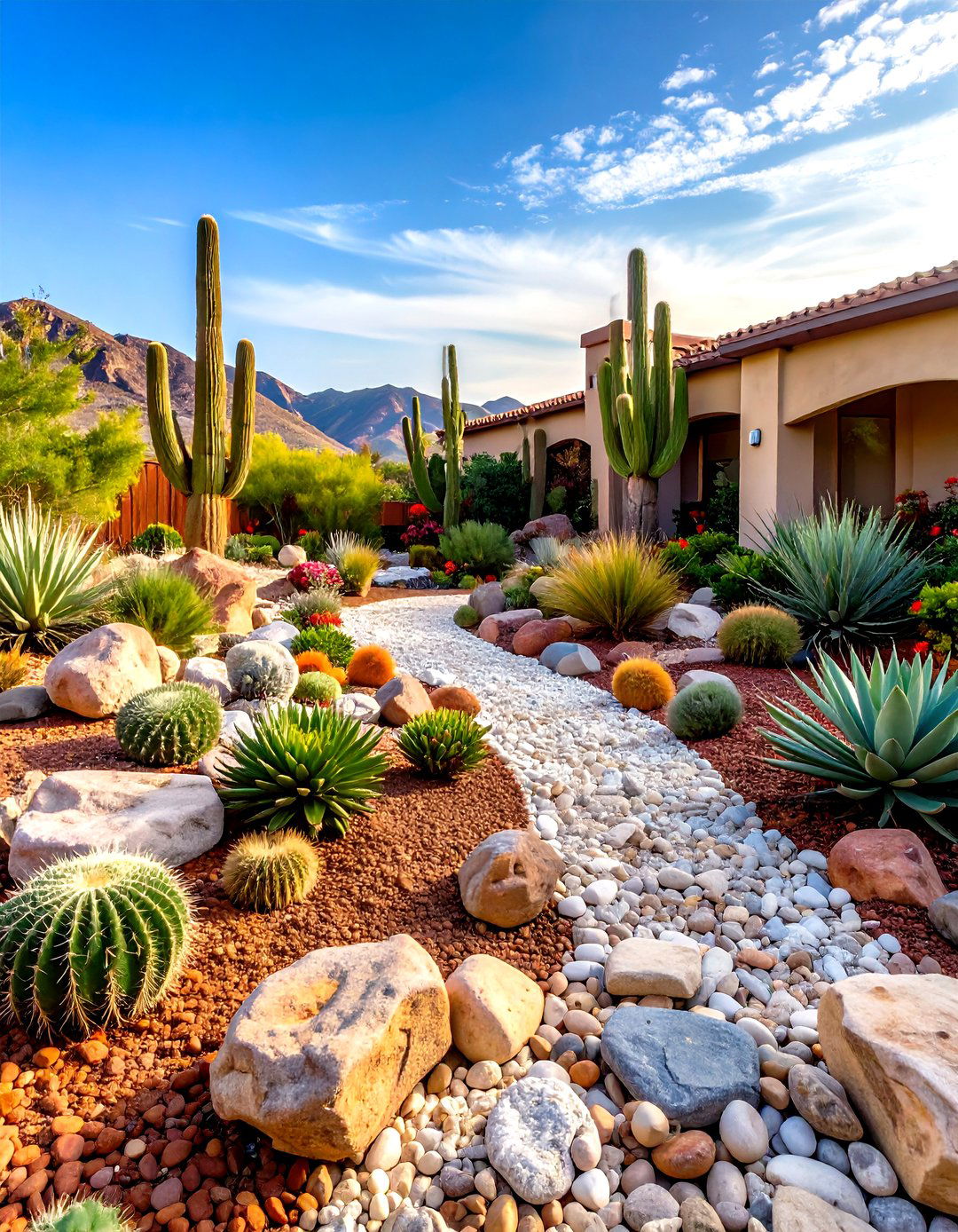Desert Oasis Landscape - 30 front yard landscaping ideas with rocks no grass