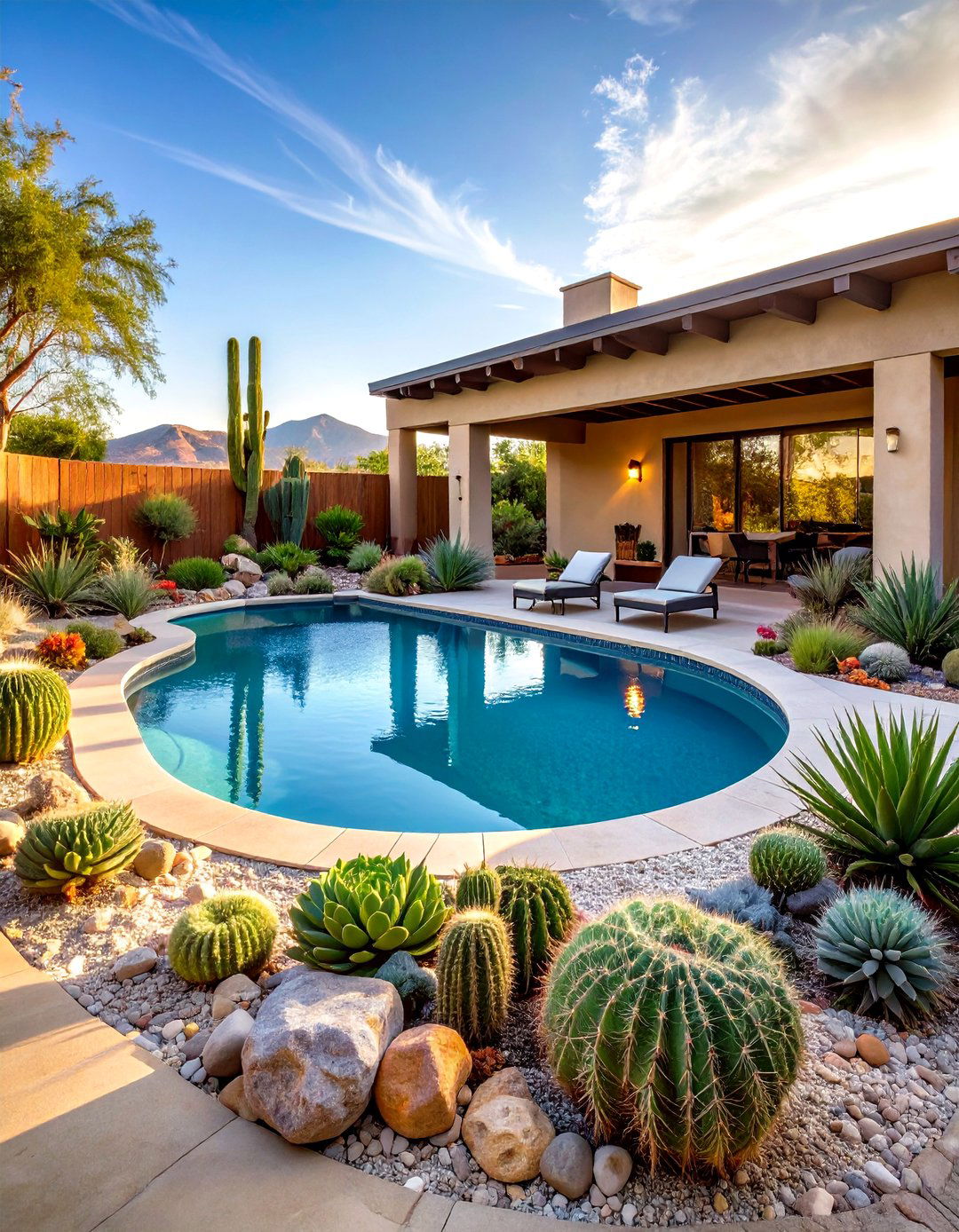 Desert Oasis with Succulents and Cacti - 30 pool landscaping design ideas