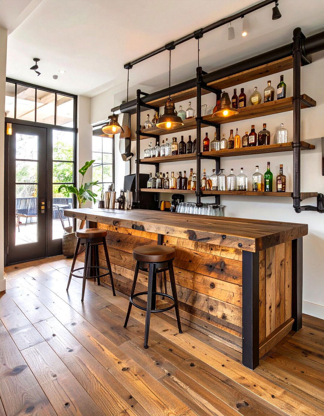 Designing a Bar Area with Pipe Shelving - 30 steampunk interior design ideas