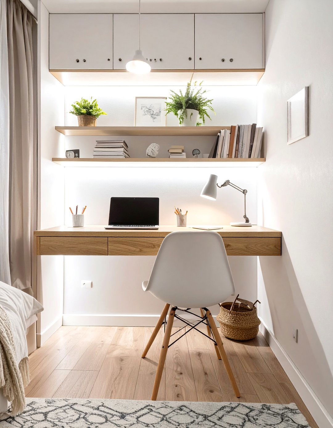 Desk Area with LED Task Lighting - 30 teenage girl bedroom ideas with led lights