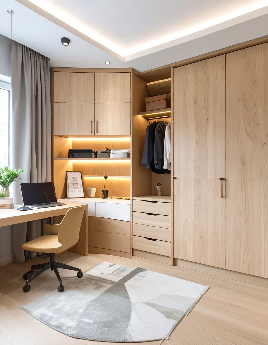 Desk Integrated Into a Wardrobe Unit - 30 small bedroom office combo ideas