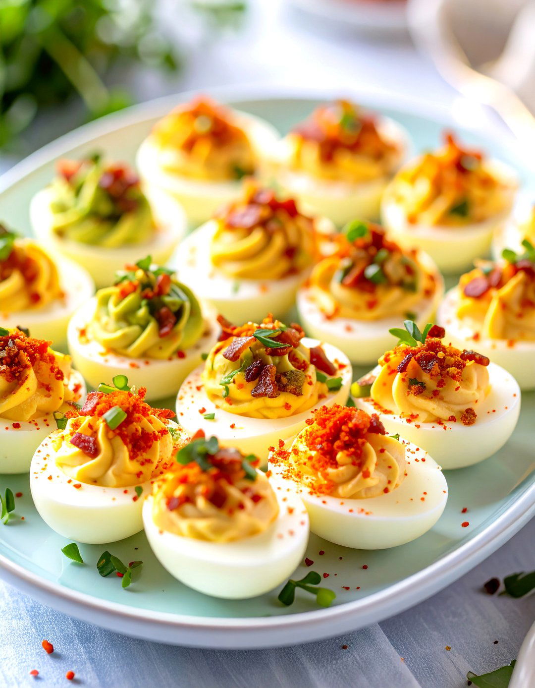 Deviled Egg Varieties - 30 baby shower snack ideas