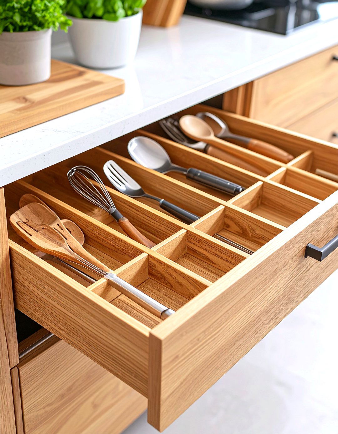 Diagonal Drawer Dividers for Utensils - 30 kitchen drawer organizer ideas