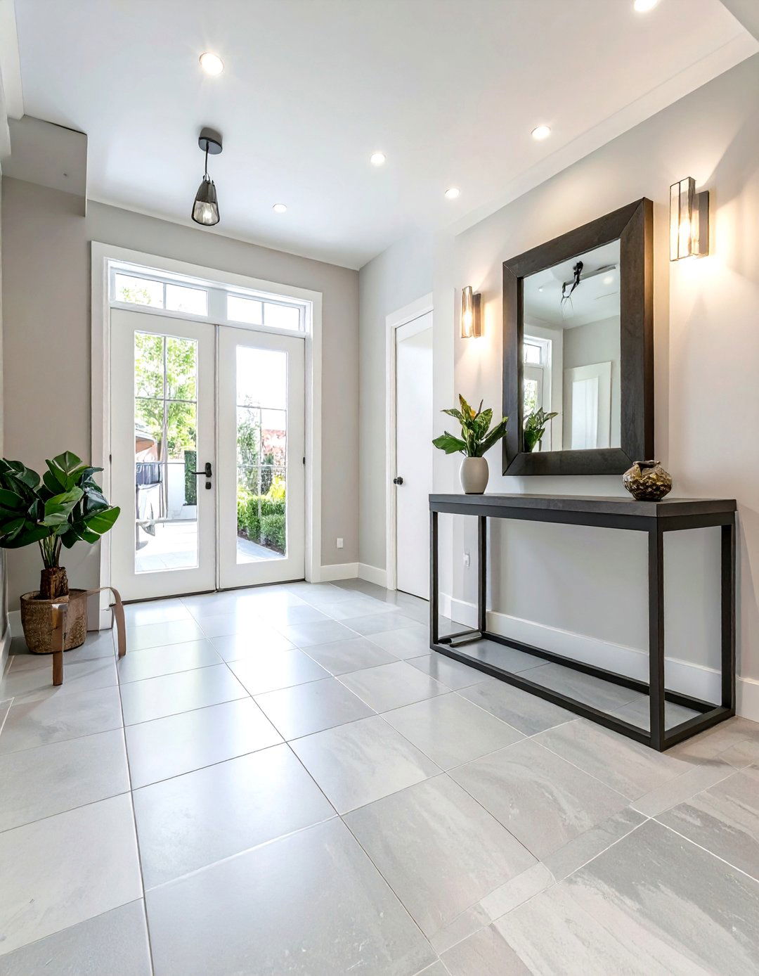 Diagonal Grid Large Format Tile - 30 modern entryway tile ideas