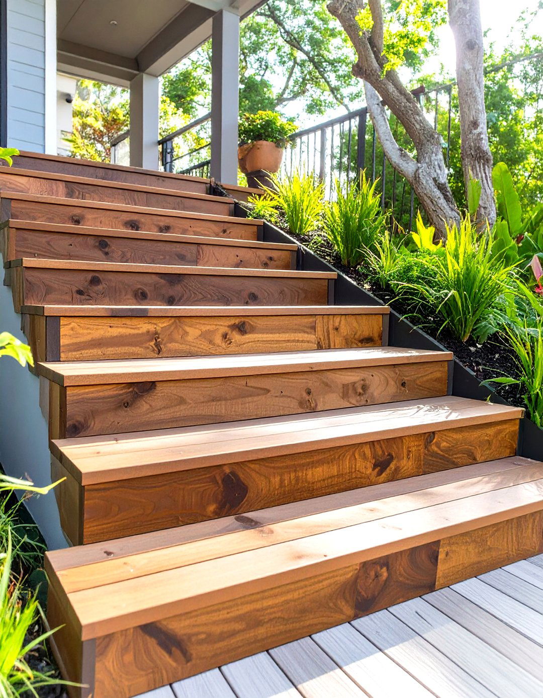 Diagonal Plank Treads on Outdoor Deck Steps - 30 outdoor deck steps ideas