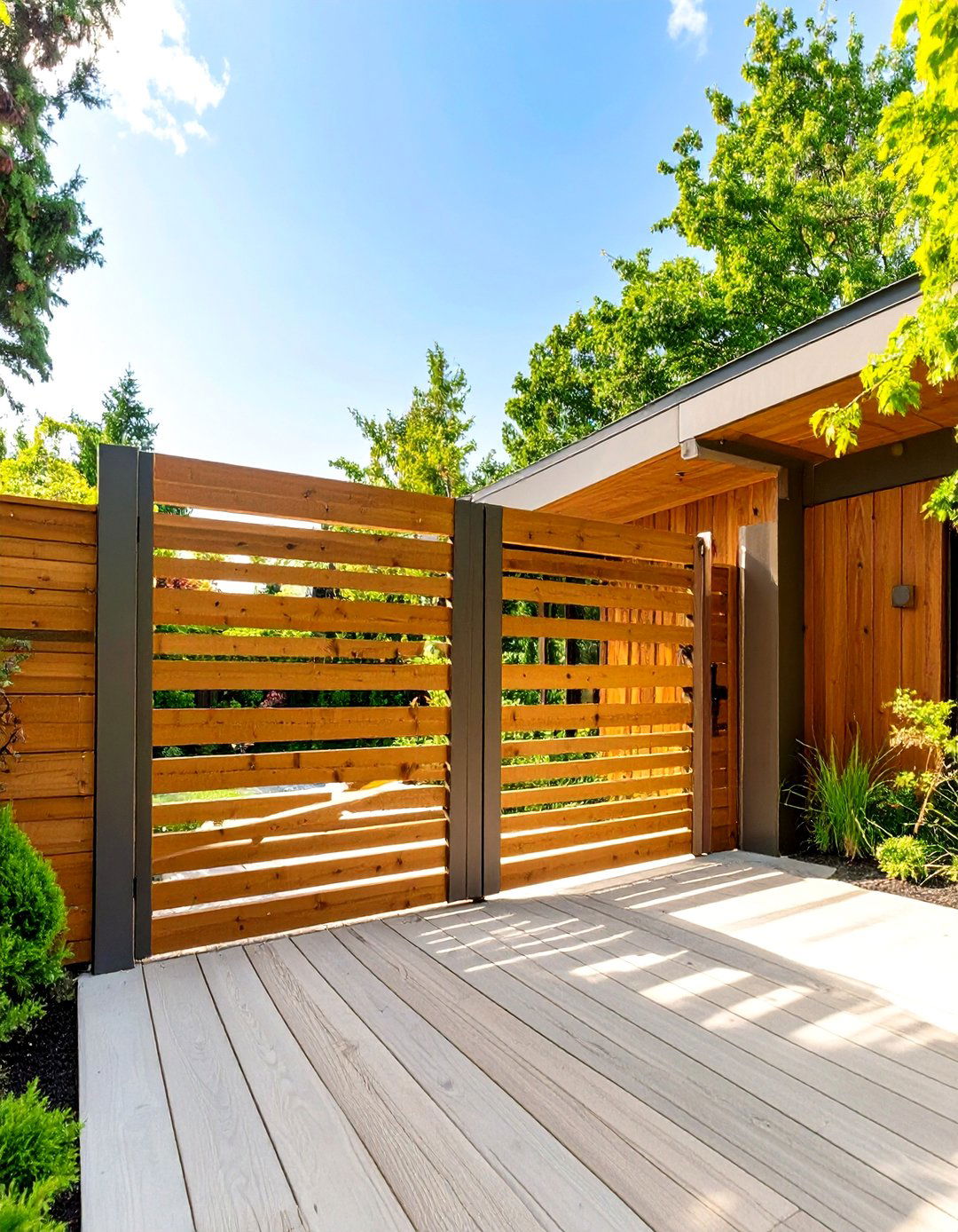 Diagonal Slat Deck Gate - 30 deck gate ideas