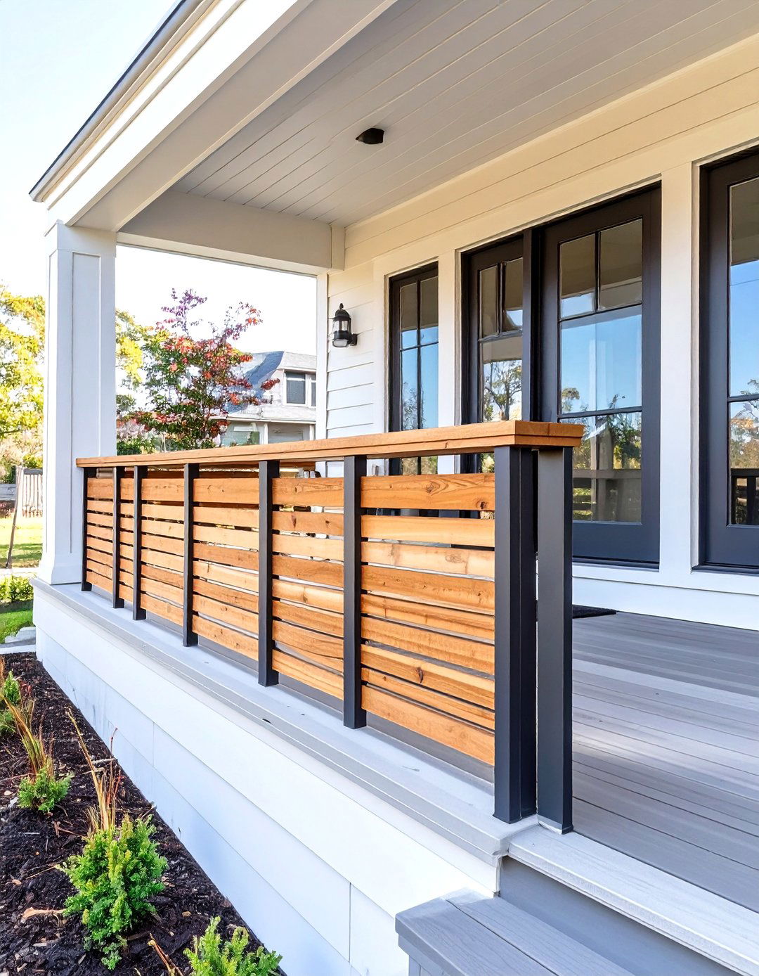 Diagonal Cross Railing 30 Modern Front Porch Railing Ideas for a Fresh Look - We Love Home Blog