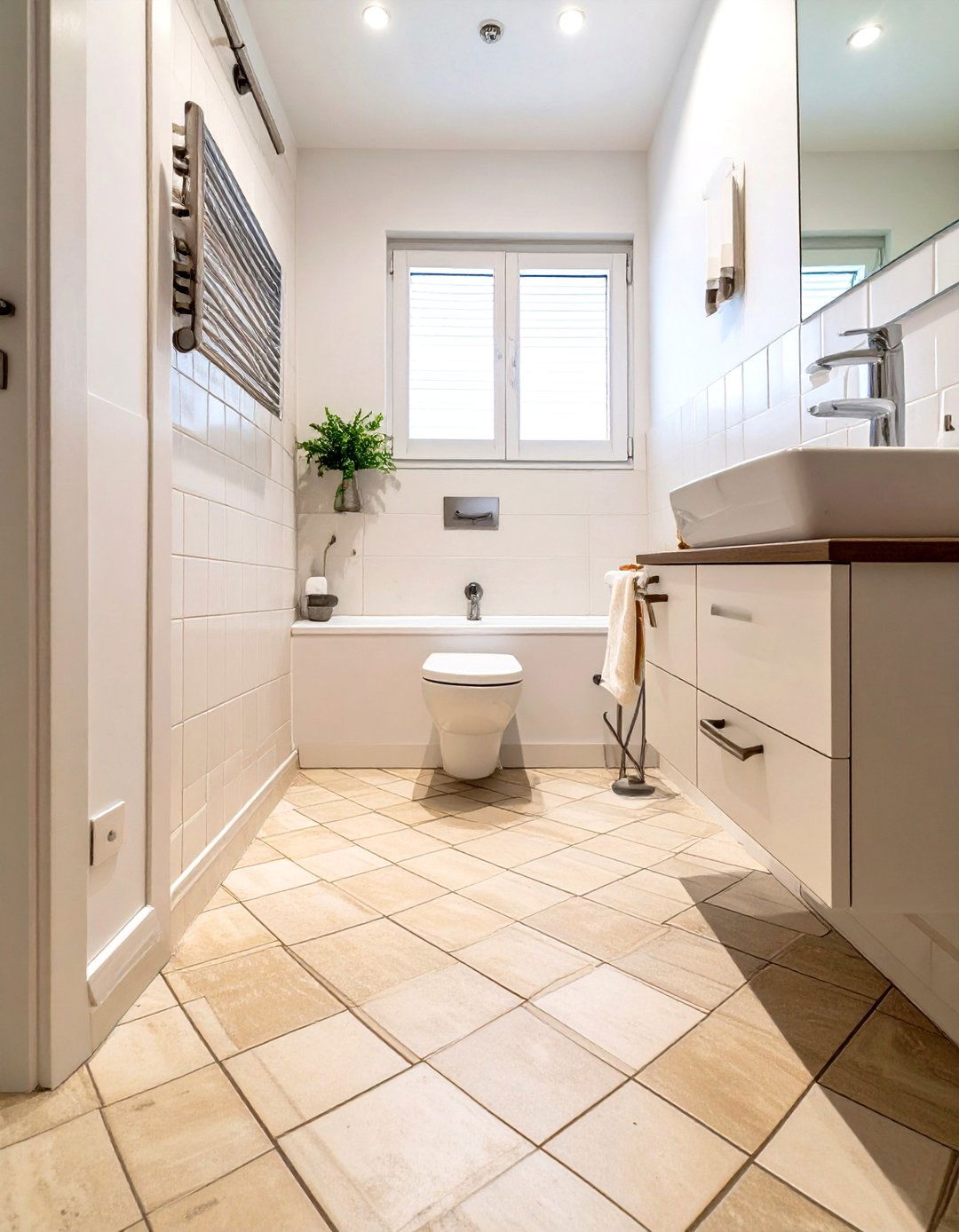 Diagonal Tile Layout Pattern - 30 small bathroom floor tile ideas