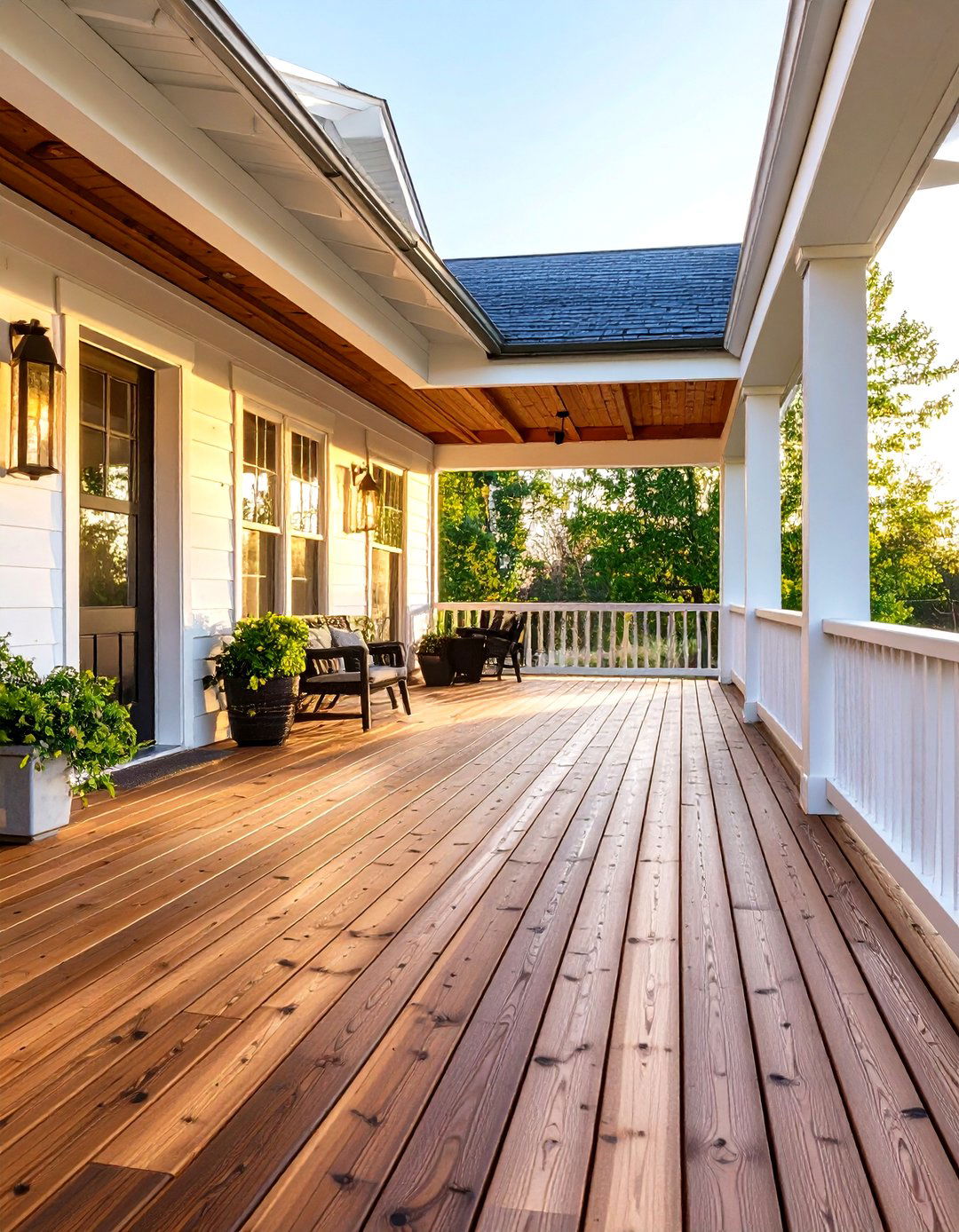 Diagonal Wood Plank Porch Flooring - 30 porch flooring ideas