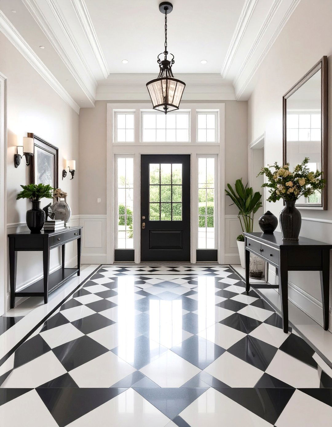 Diamond Pattern Foyer Tile - 30 foyer tile ideas
