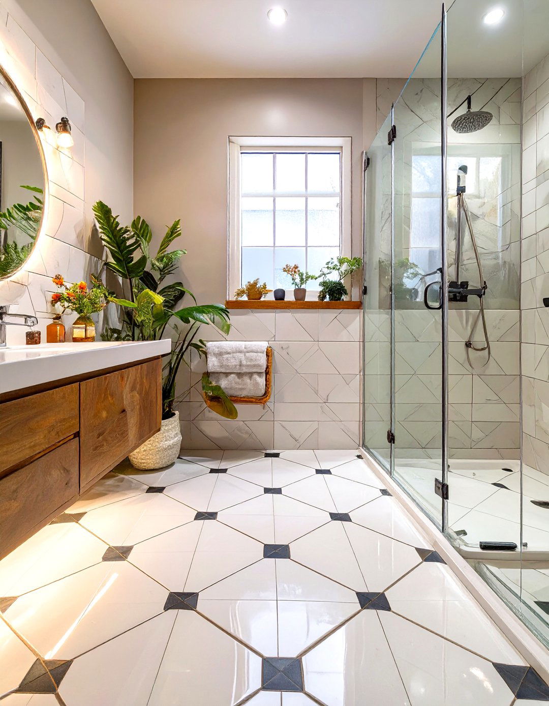 Diamond Pattern Tile Shower Floor - 30 shower floor ideas