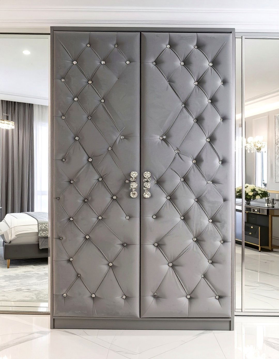 Diamond Tufted Doors - 30 closet door ideas for bedroom