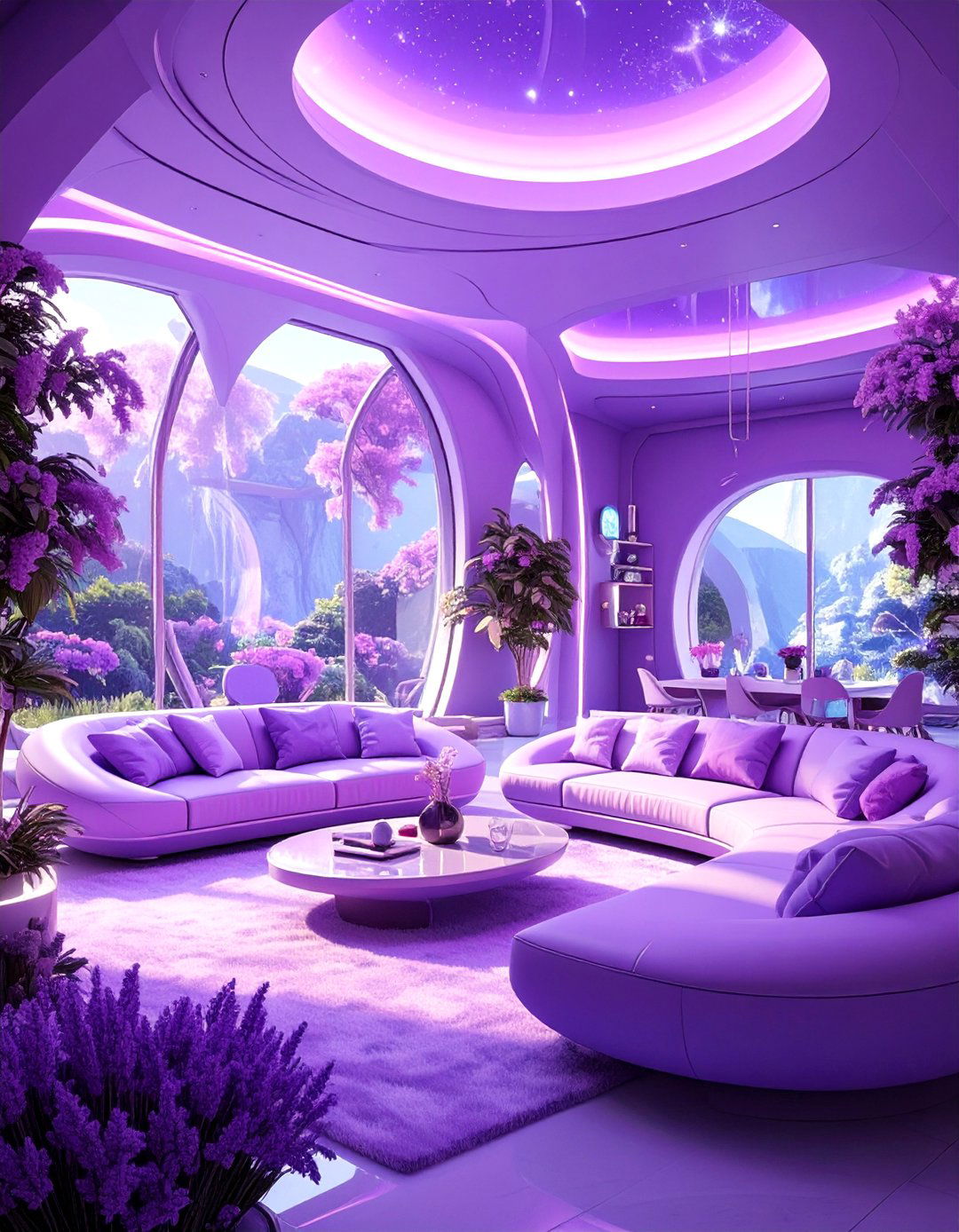 Digital Lavender Living Room - 30 color trends 2025 living room interior design trends 2025