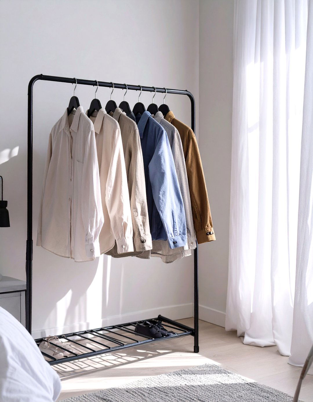 Display a Minimalist Clothing Rack - 30 simple bedroom decorating ideas