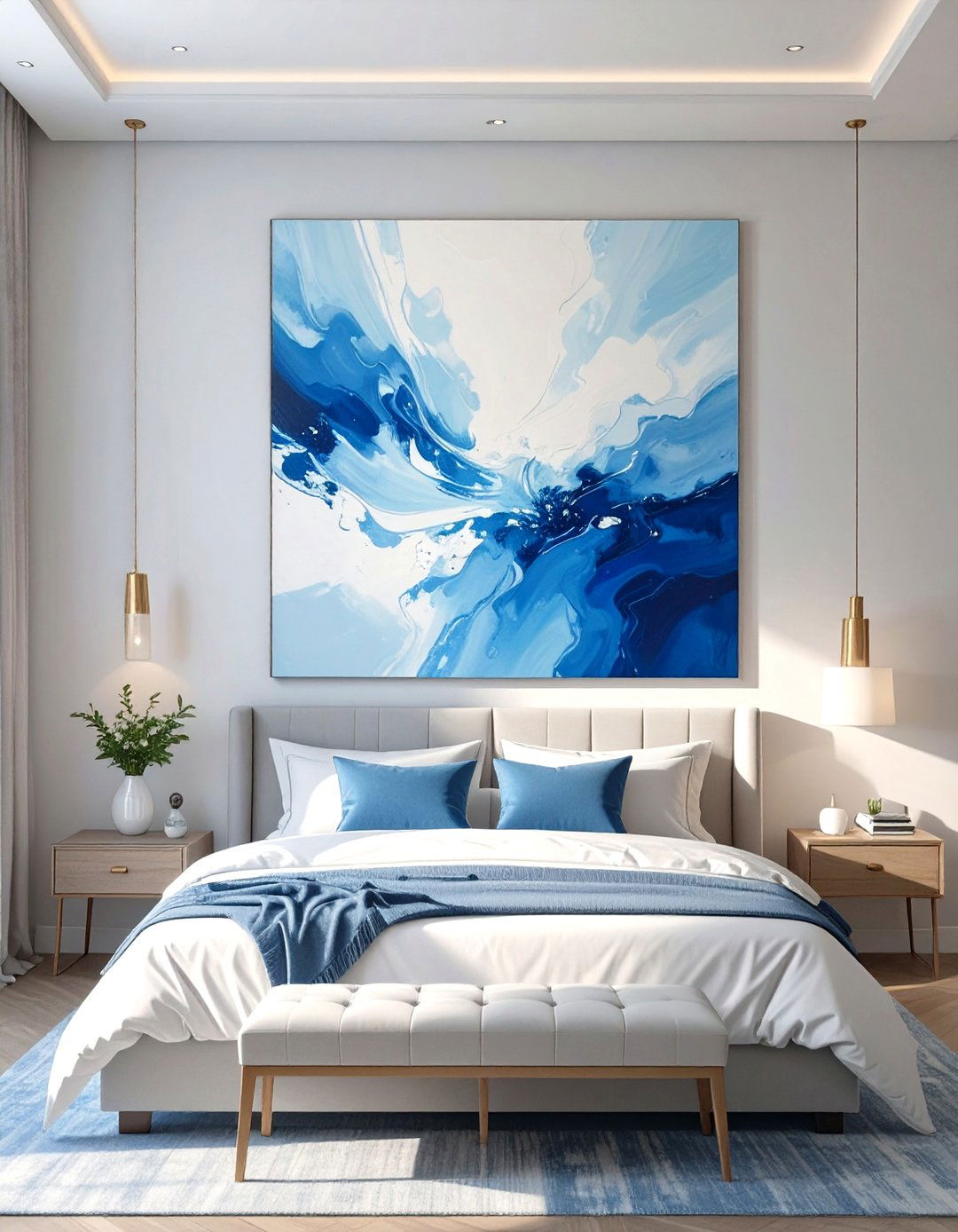 Display a Single Piece of Large Artwork in the Master Bedroom - 30 simple master bedroom ideas