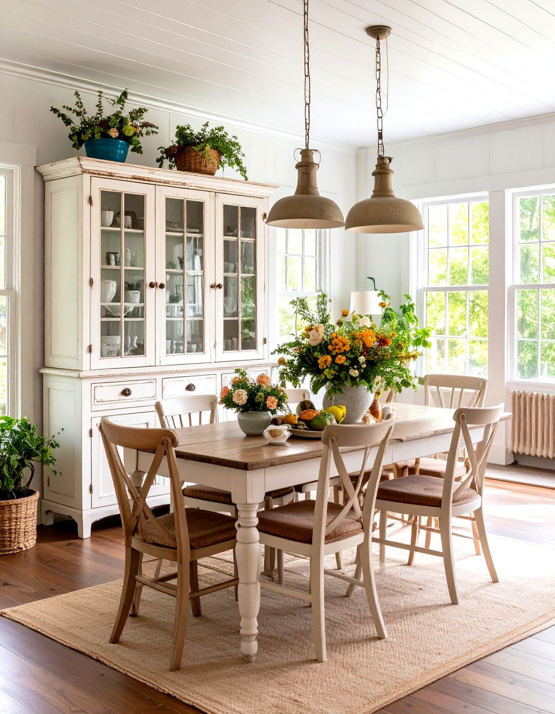 Distressed Paint Finish on Furniture - 30 rustic dining room ideas