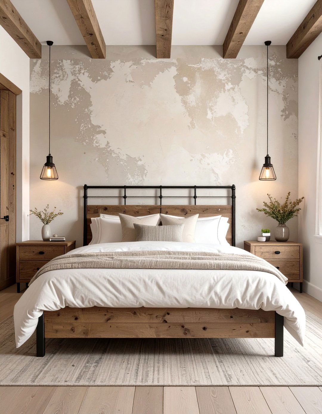 Distressed Plaster Effect Bedroom - 30 classy bedroom wallpaper designs