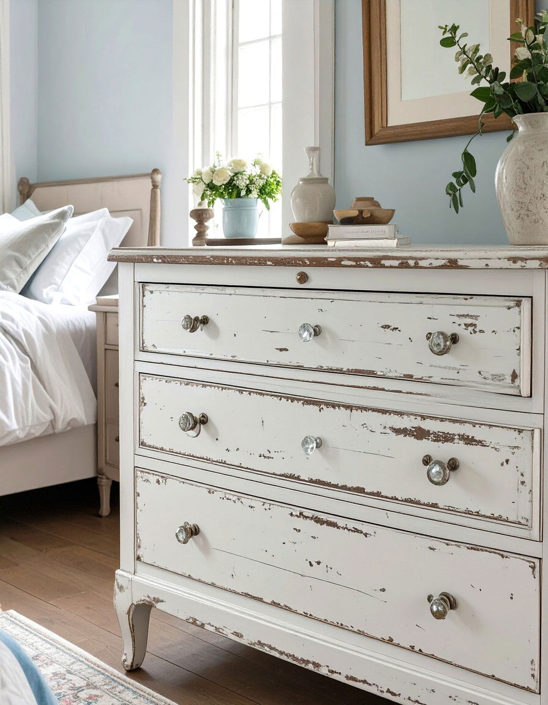 Distressed Wood Dresser - 30 vintage bedroom ideas