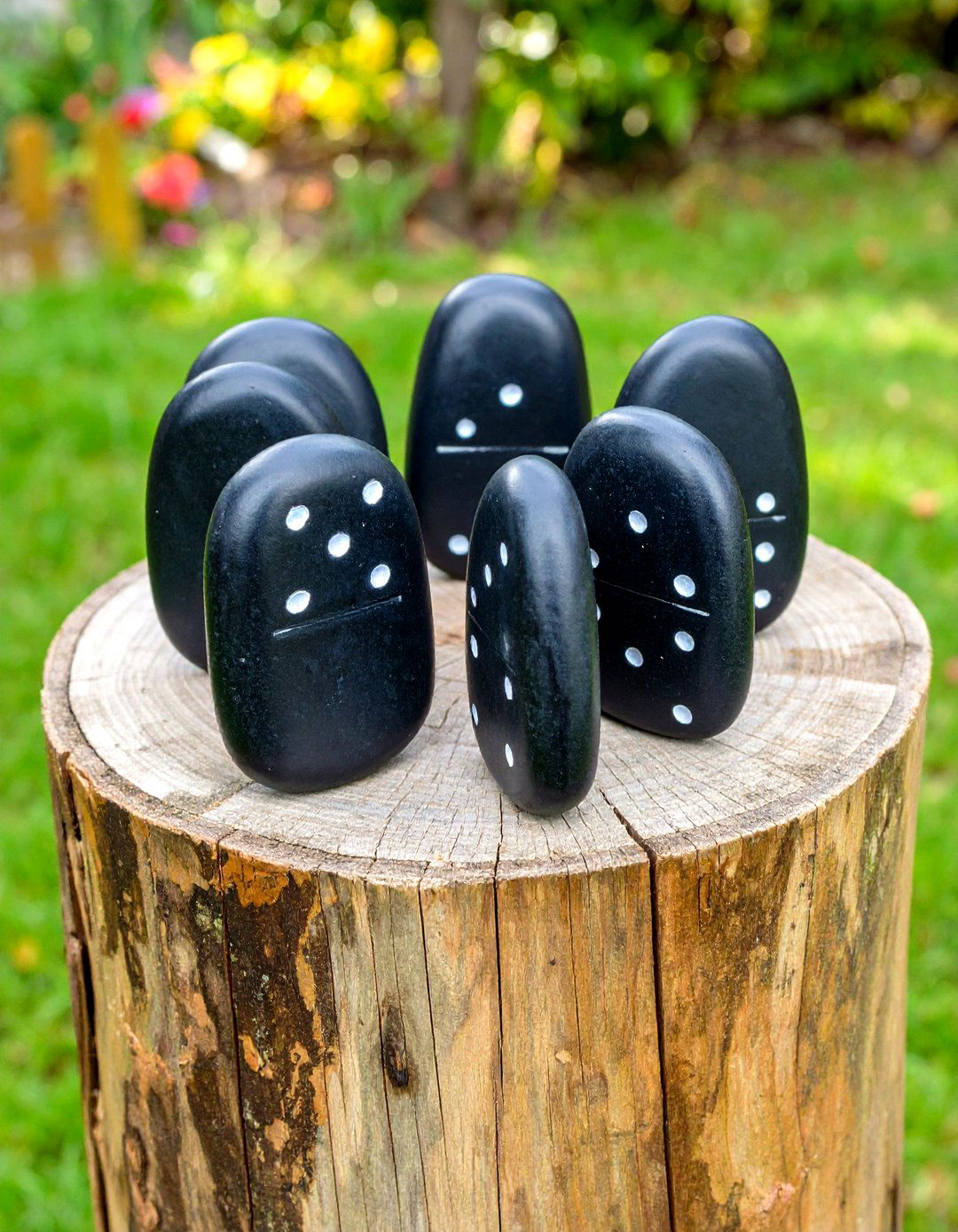 Dominoes Painted Rocks - 30 rock painting ideas for garden