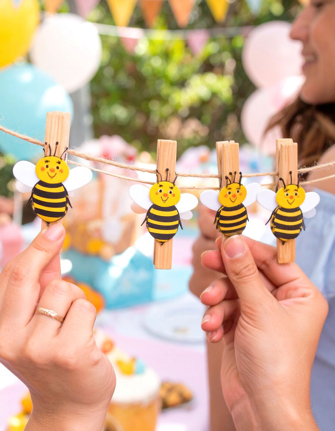 Dont Say Baby Clothespin Game with Bees - 30 winnie the pooh baby shower ideas