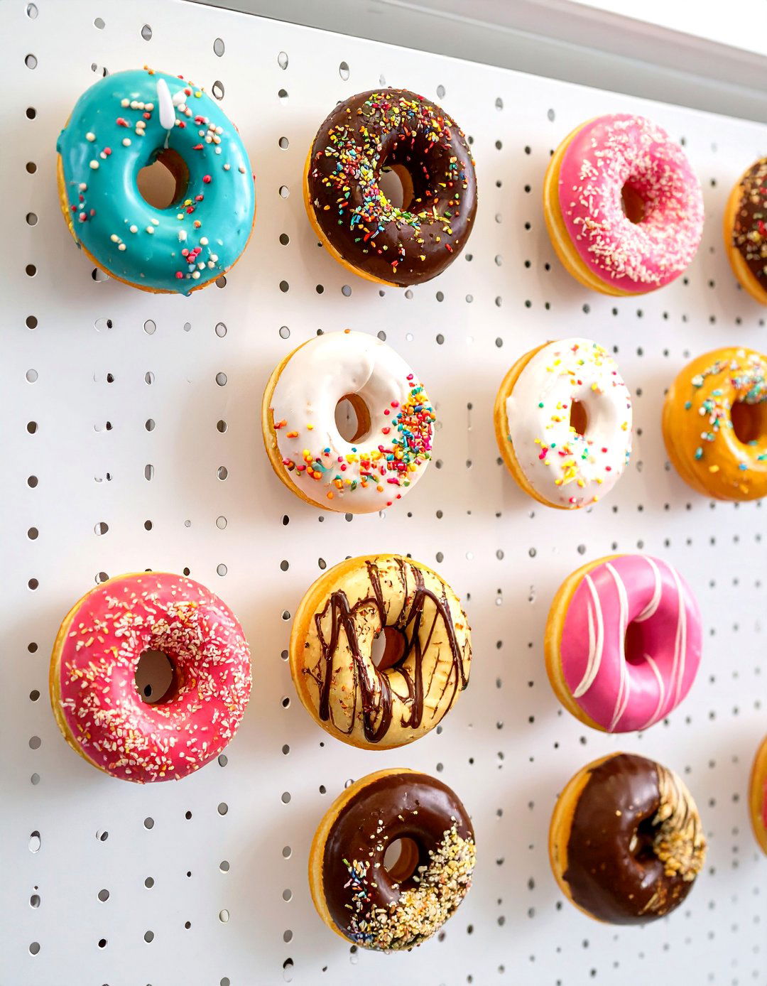 Donut Wall Display for a Sweet Touch - 30 baby shower brunch food ideas