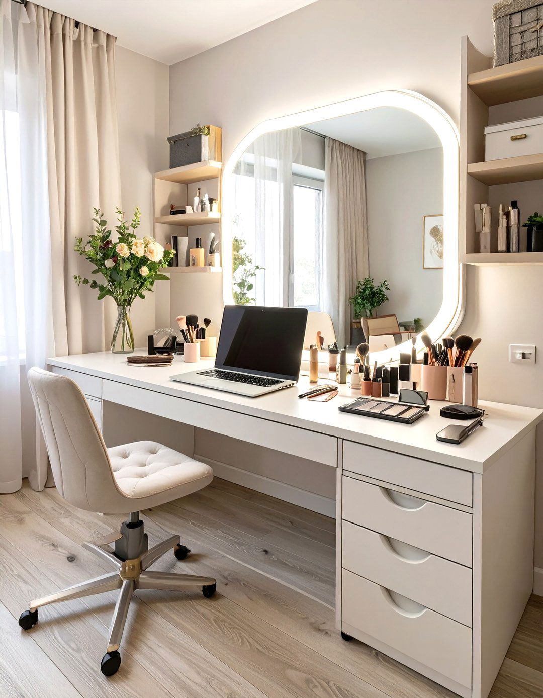 Double Duty Workspace Makeup Vanity - 30 makeup vanity ideas