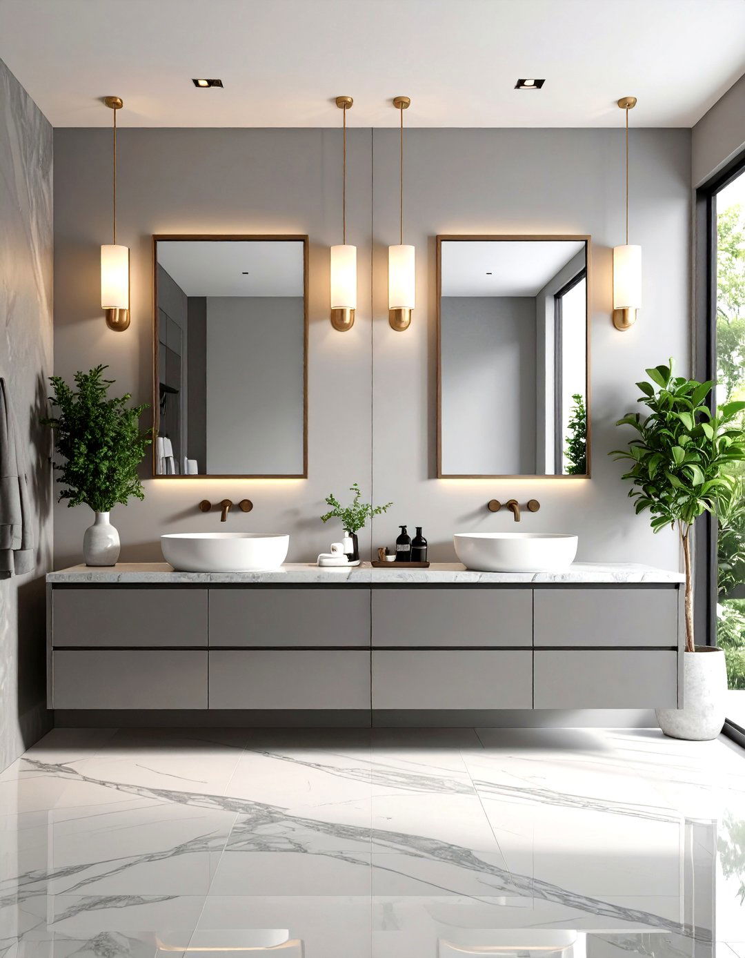 Double Light Grey Vanity for a Master Bathroom - 30 light grey vanity bathroom ideas