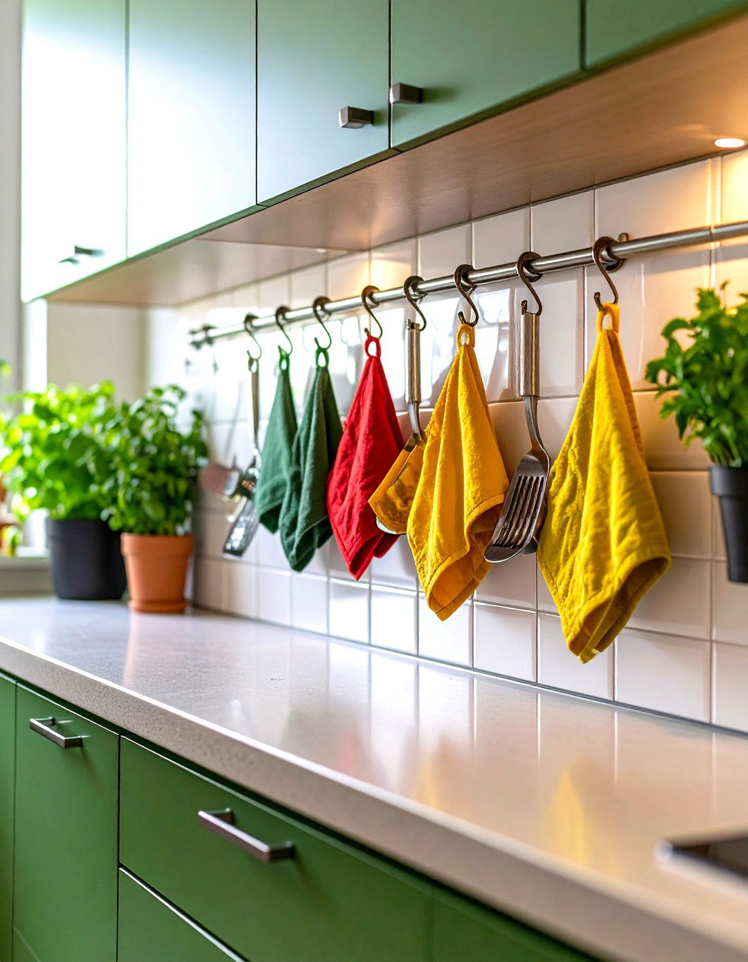 Double Sided Adhesive Hook Holders - 30 kitchen towel holder ideas