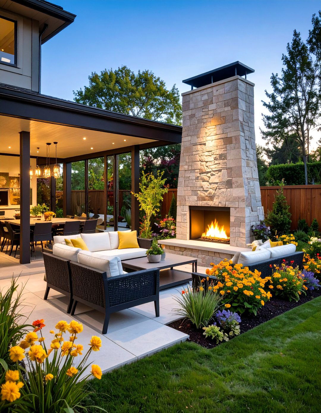 Double Sided See Through Fireplace - 30 backyard fireplace ideas
