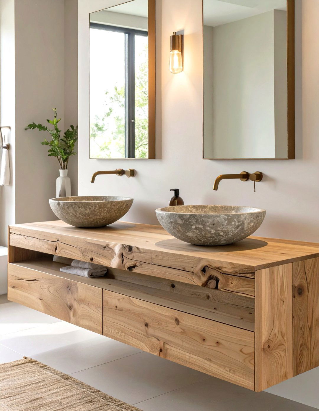 Double Vanity with Vessel Sinks - 30 master bathroom double sink vanity ideas
