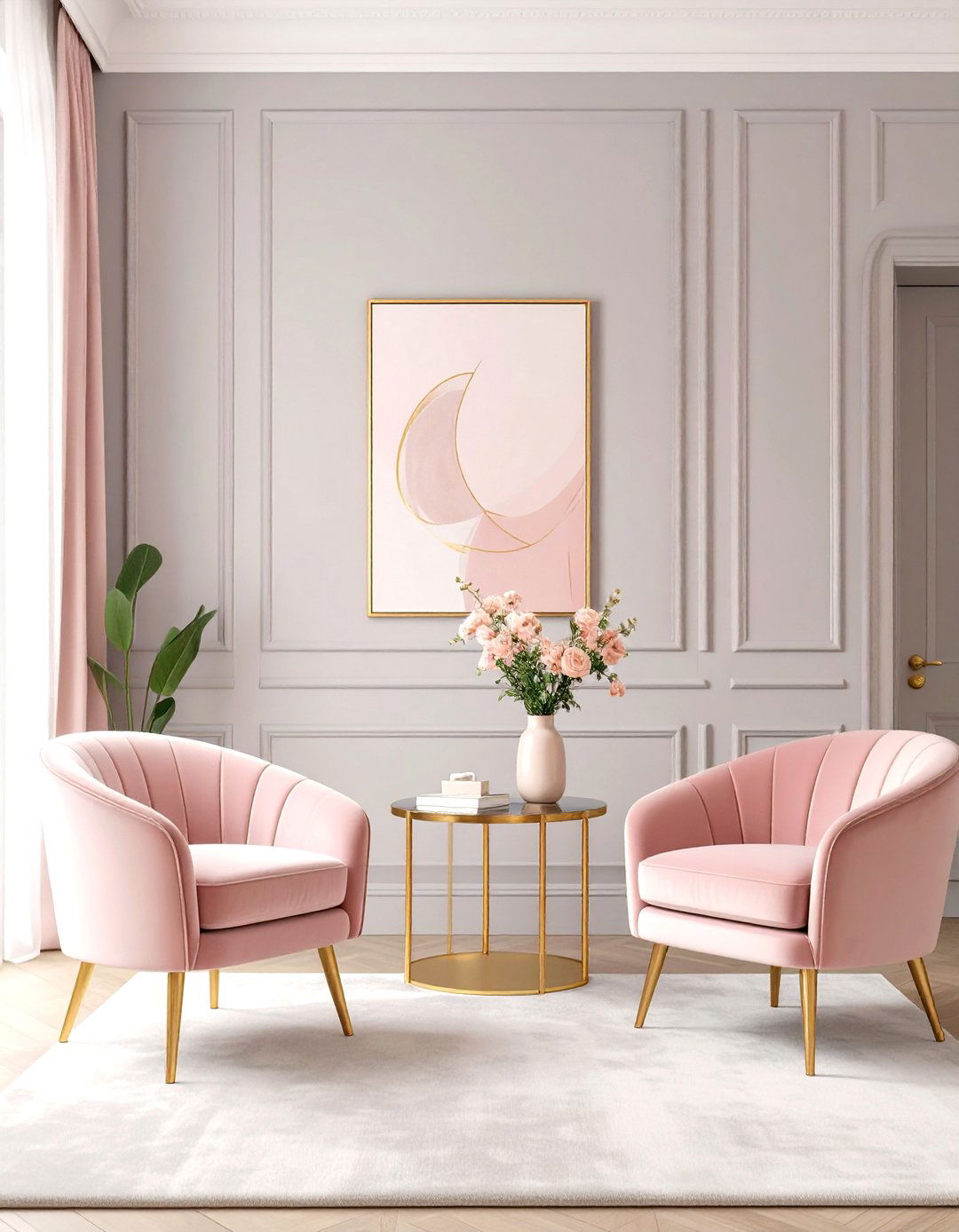 Dove Gray and Dusty Rose Living Room - 30 neutral living room color ideas