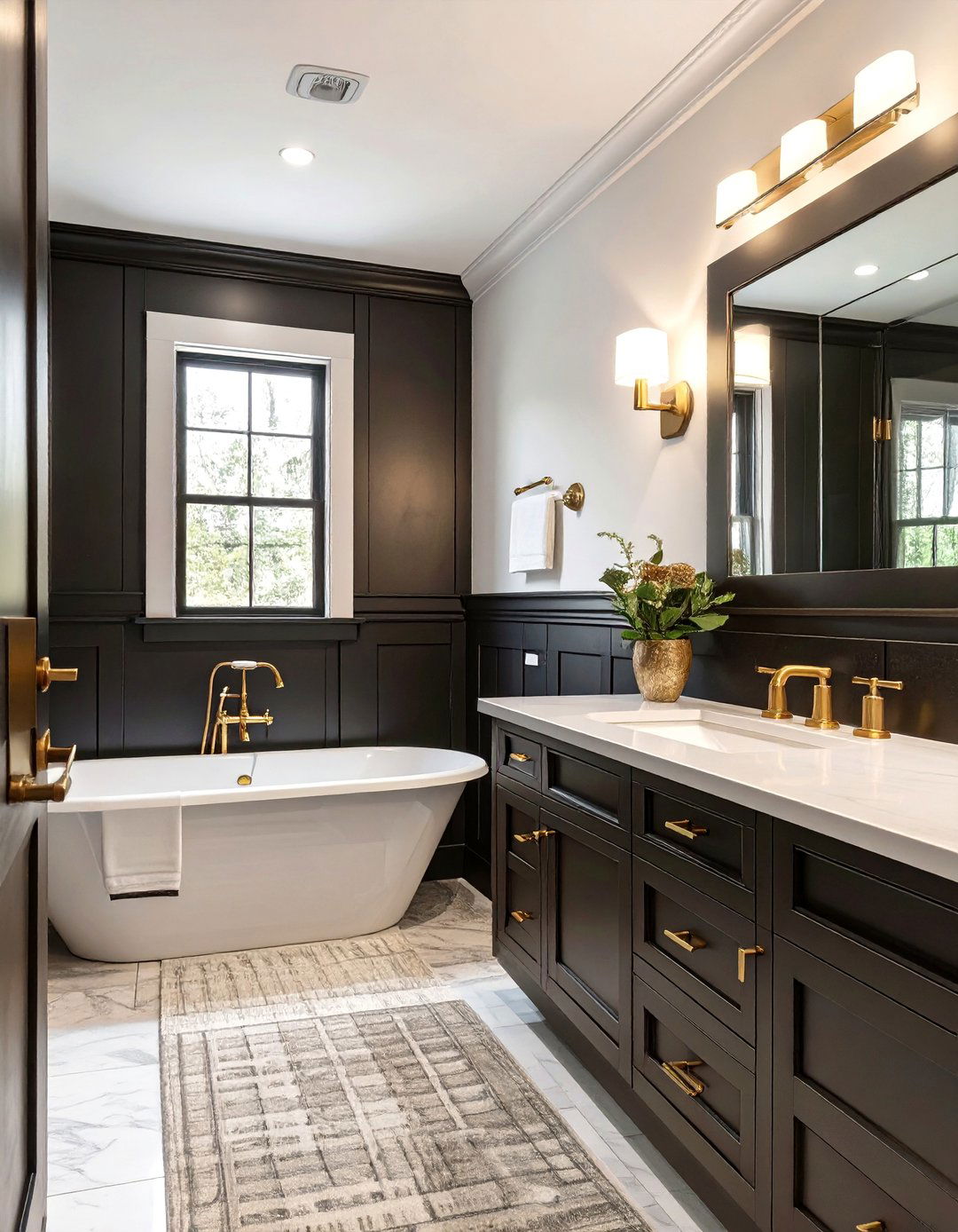 Dramatic Black Bathroom Wainscoting - 30 bathroom wainscoting ideas