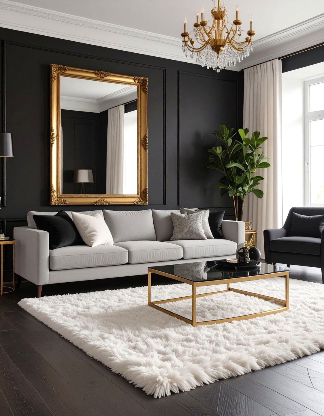 Dramatic Black Living Room - 30 color ideas for living room