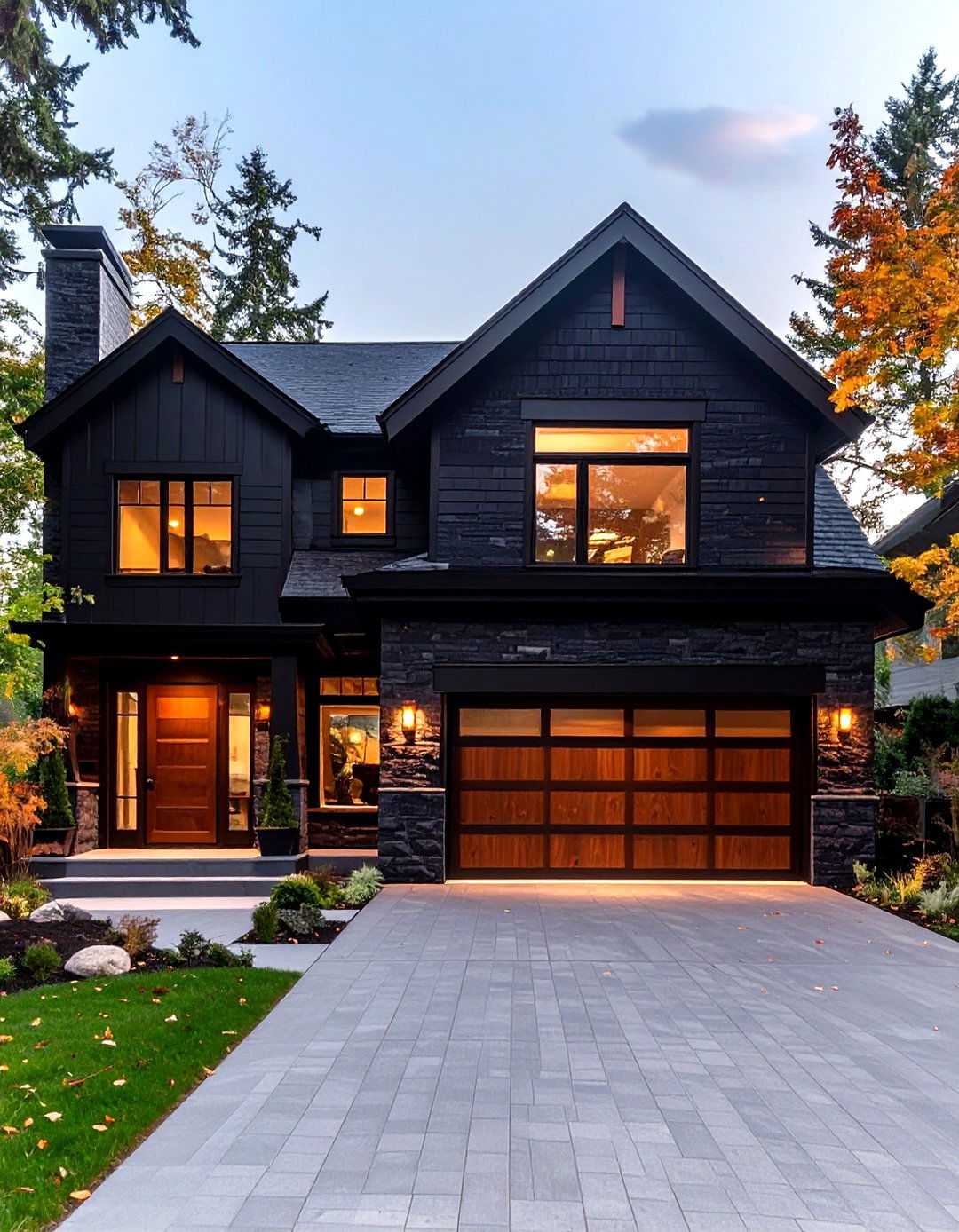 Dramatic Black Painted Brick - 30 house exterior brick paint color ideas