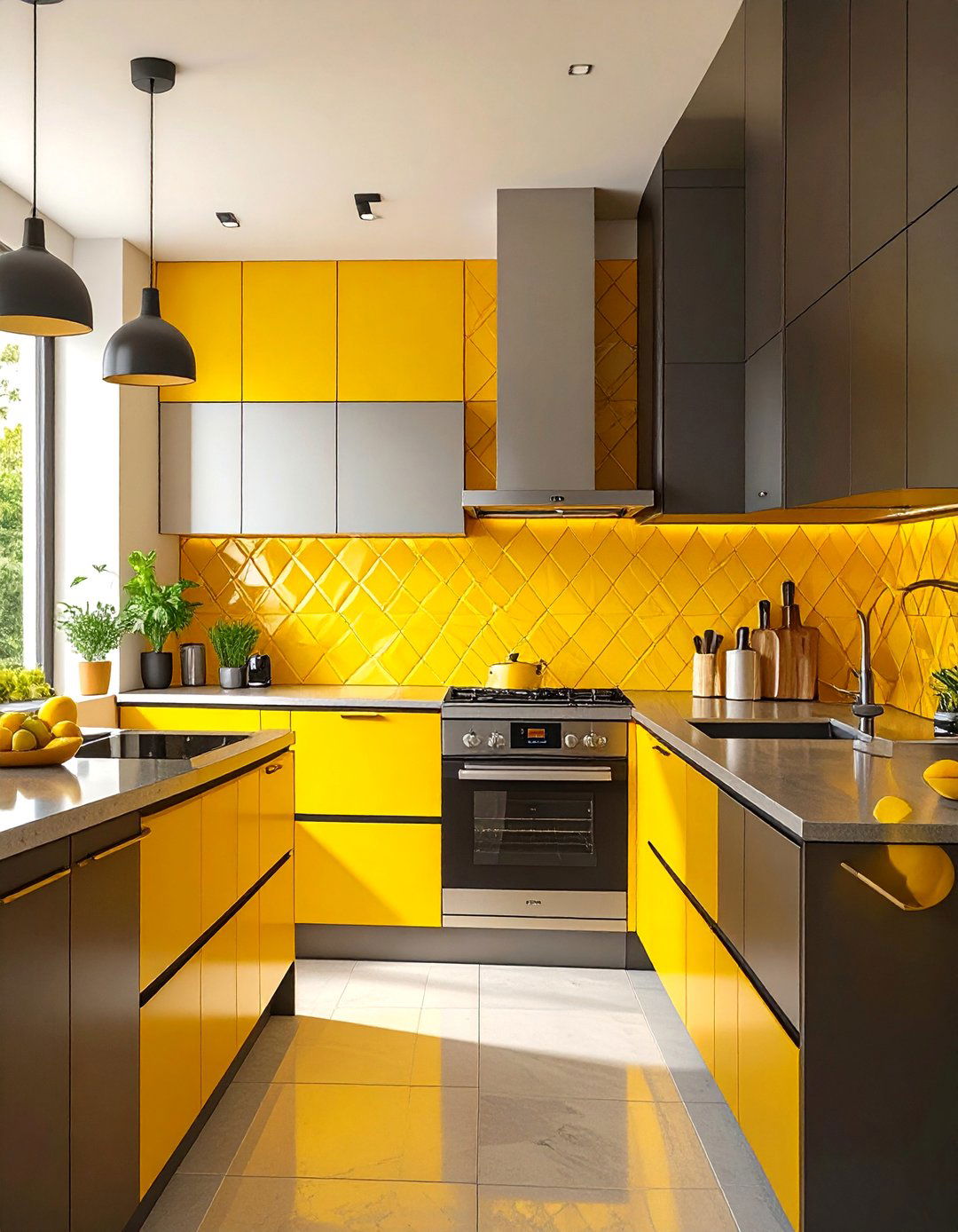 Dramatic Black and Yellow Kitchen - 30 colorful kitchen ideas
