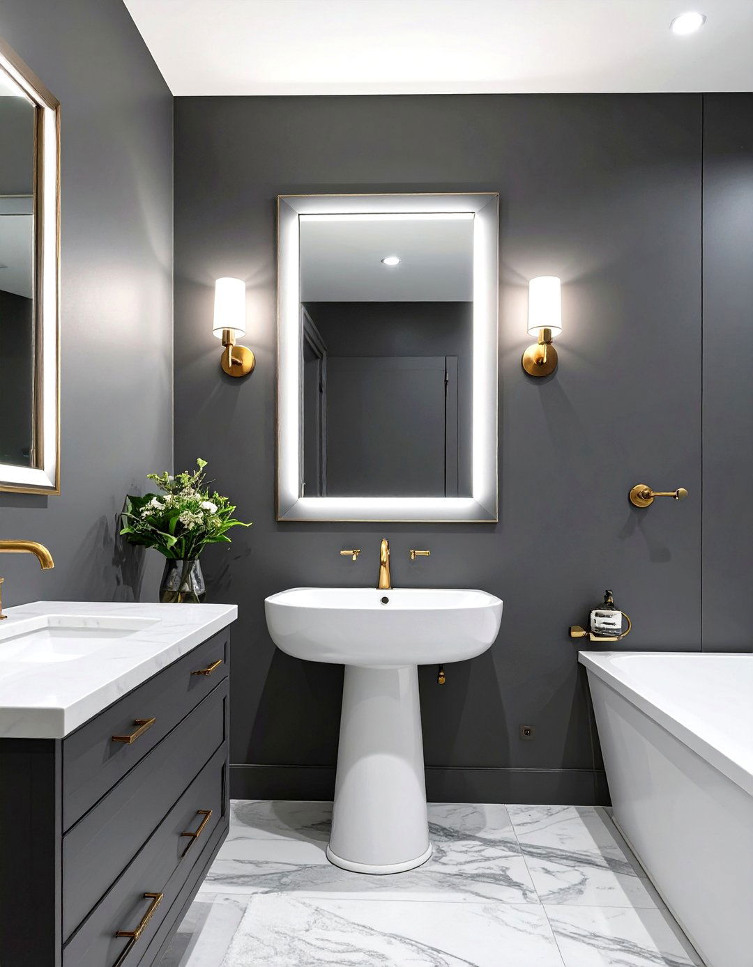 Dramatic Charcoal Bathroom - 30 bathroom painting ideas