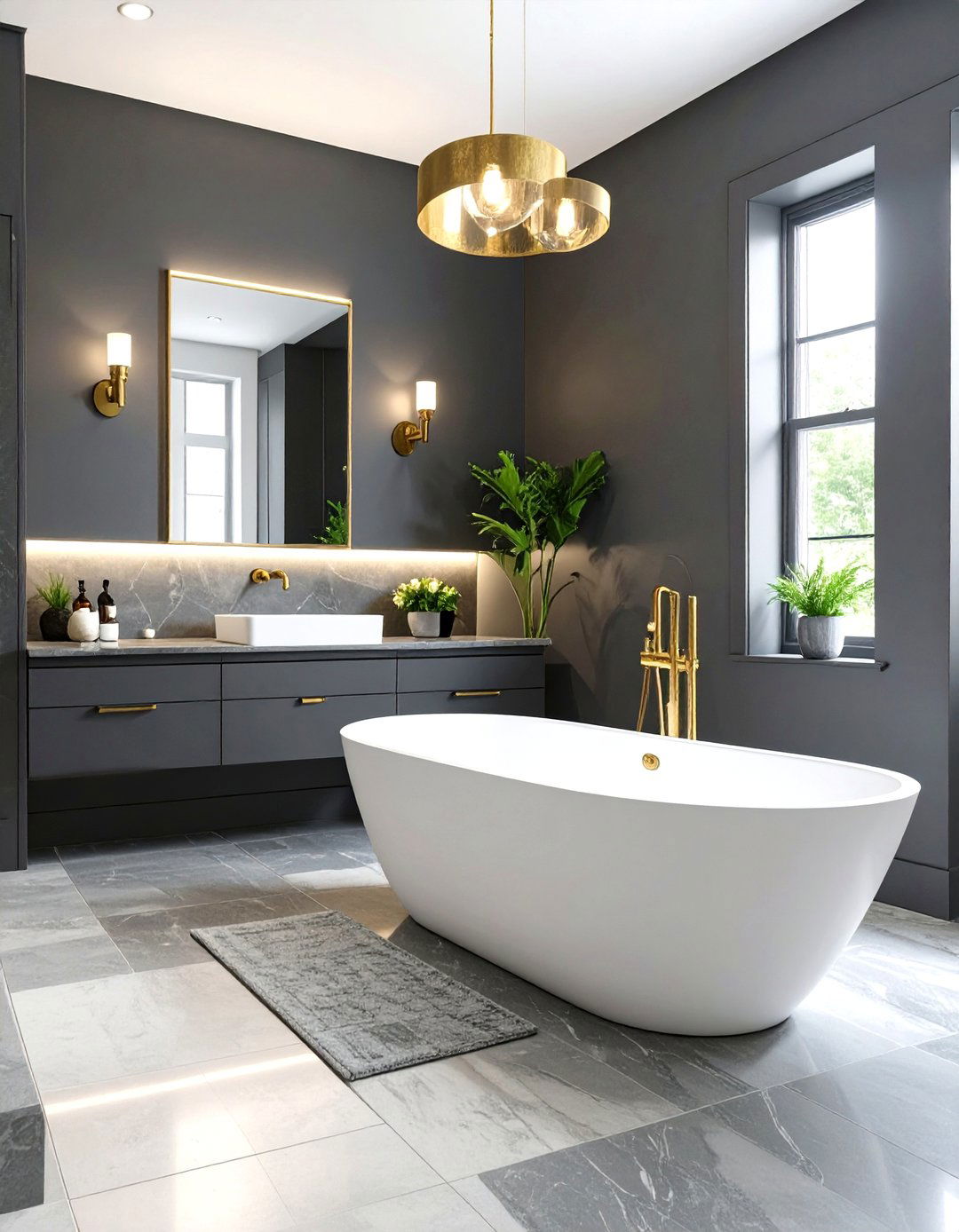 Dramatic Charcoal Gray Bathroom - 30 bathroom painting ideas photos