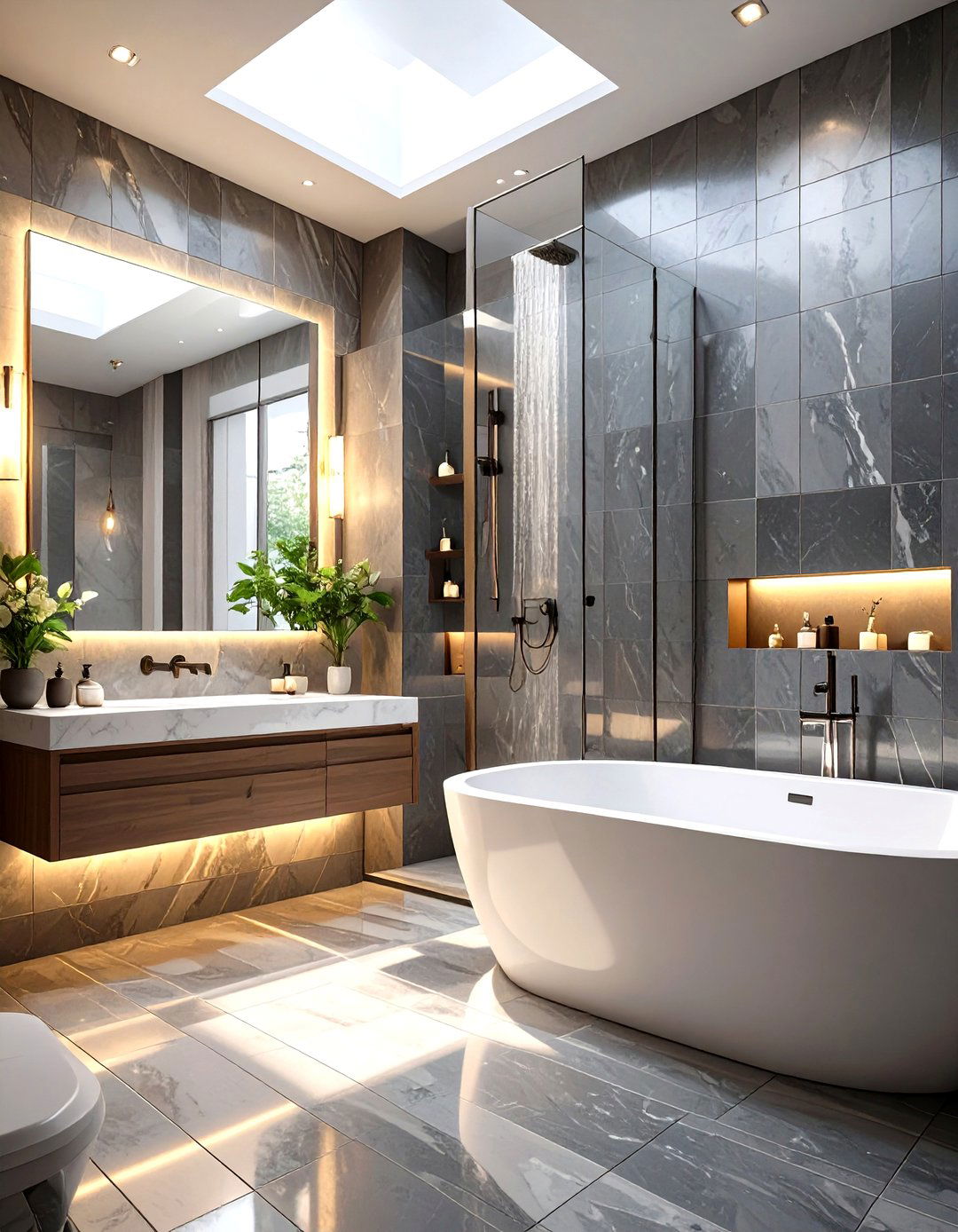 Dramatic Dark Toned Wet Room - 30 wet room bathroom ideas