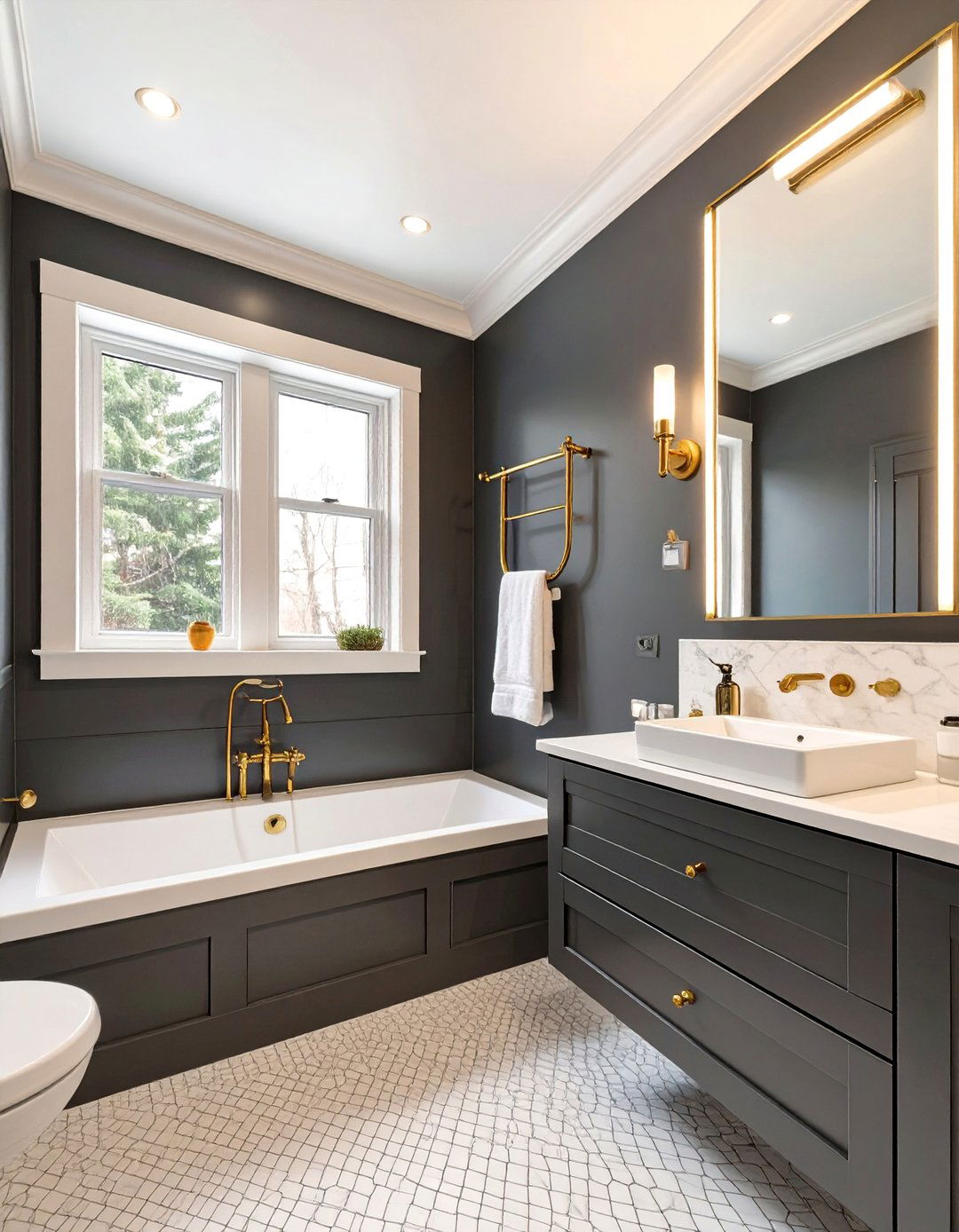 Dramatic Dark Walled Bathroom - 30 bathroom ideas small
