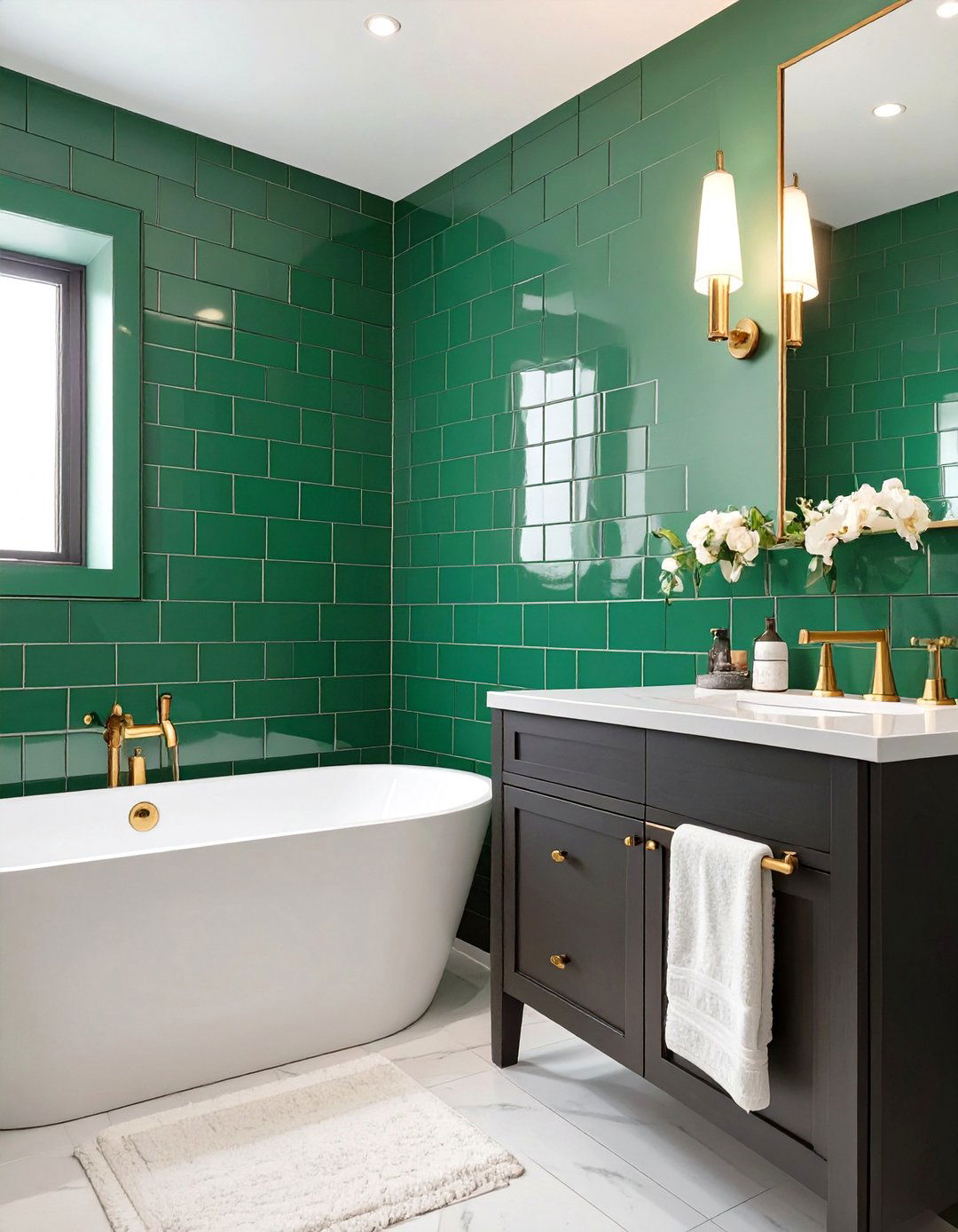 Dramatic Emerald Green Bathroom - 30 bathroom colors ideas