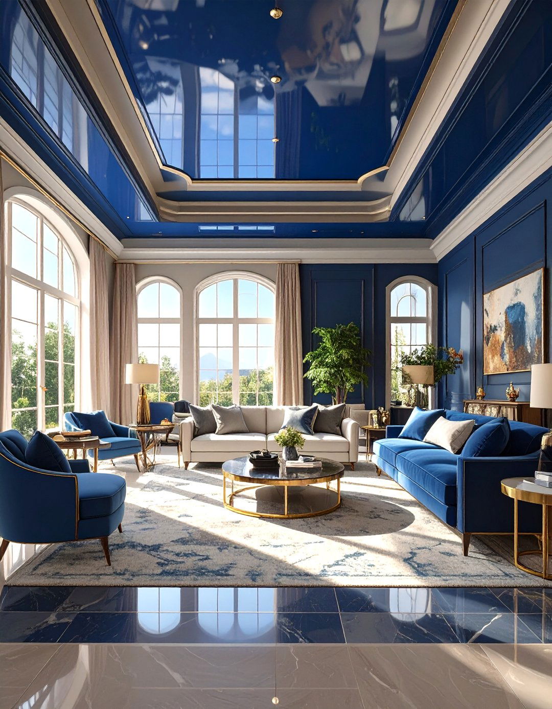 Dramatic High Gloss Lacquer - 30 ceiling ideas for living room
