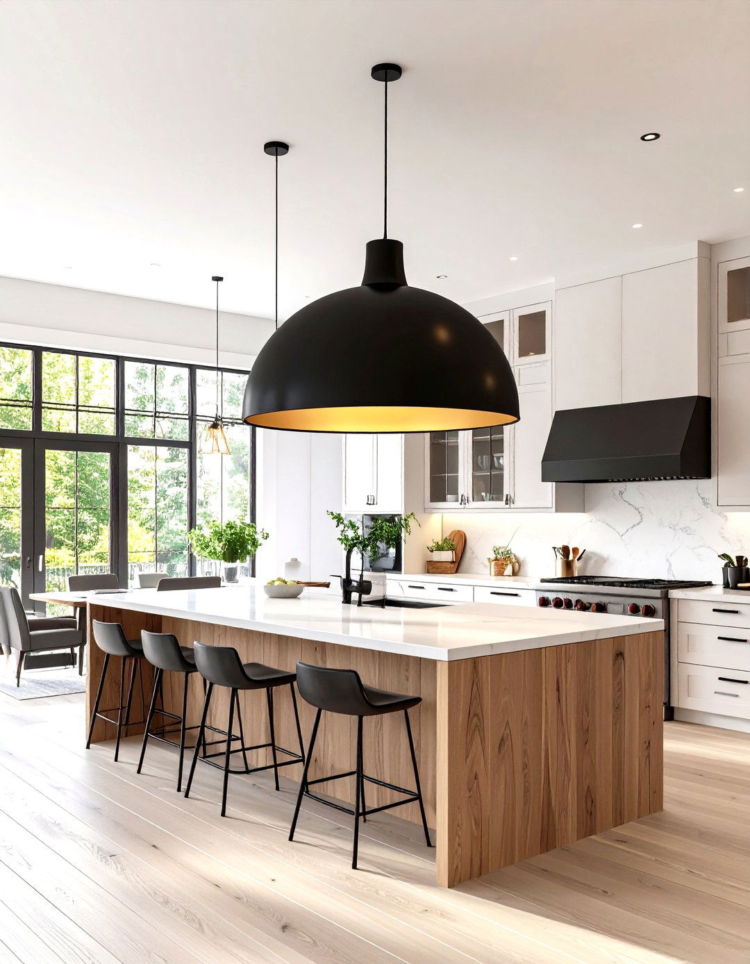 Dramatic Kitchen Statement with an Oversized Fixture - 30 kitchen island lighting ideas