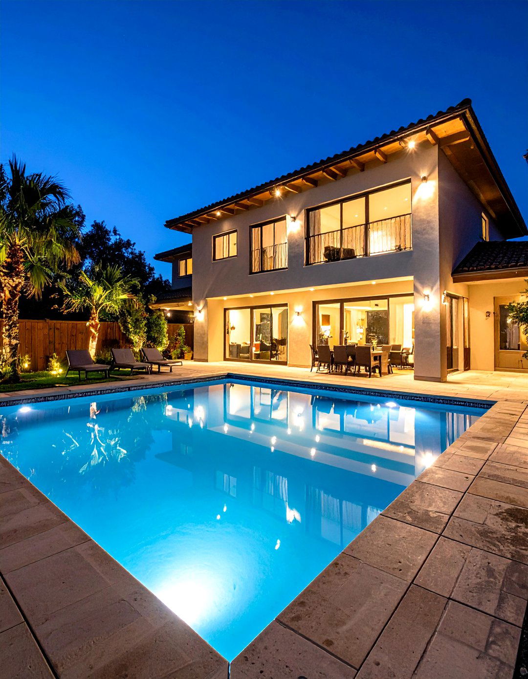 Dramatic Nighttime Lighting Scheme - 30 pool landscaping design ideas