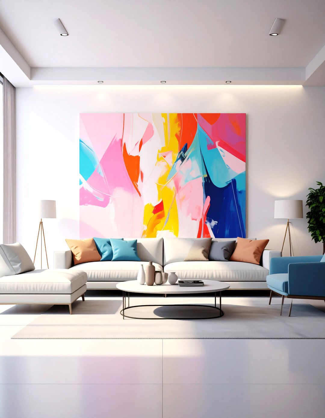 Dramatic Oversized Artwork Focus - 30 emphasis interior design ideas