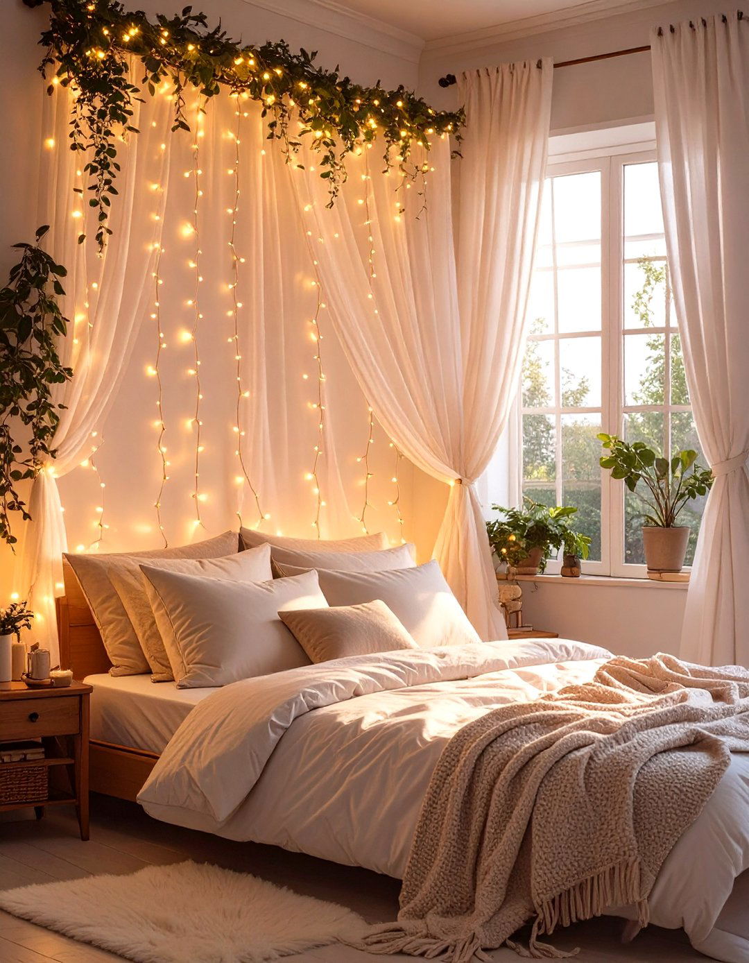Drape Fairy Lights - 30 ways to spice up the bedroom ideas